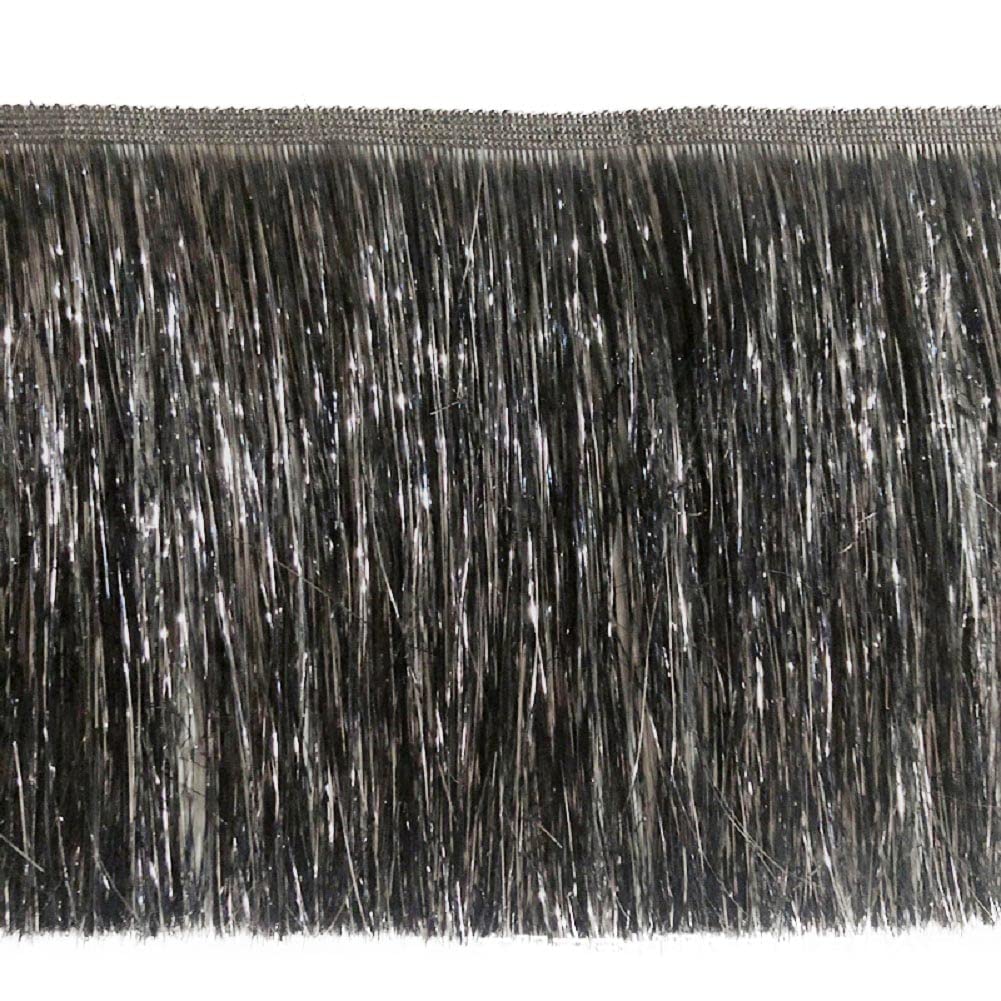Yalulu 5 Meters Lace Tinsel Fringe Tassel Trim Dance Costume Fringe Trimming for DIY Crafts Clothes Accessories (Black)