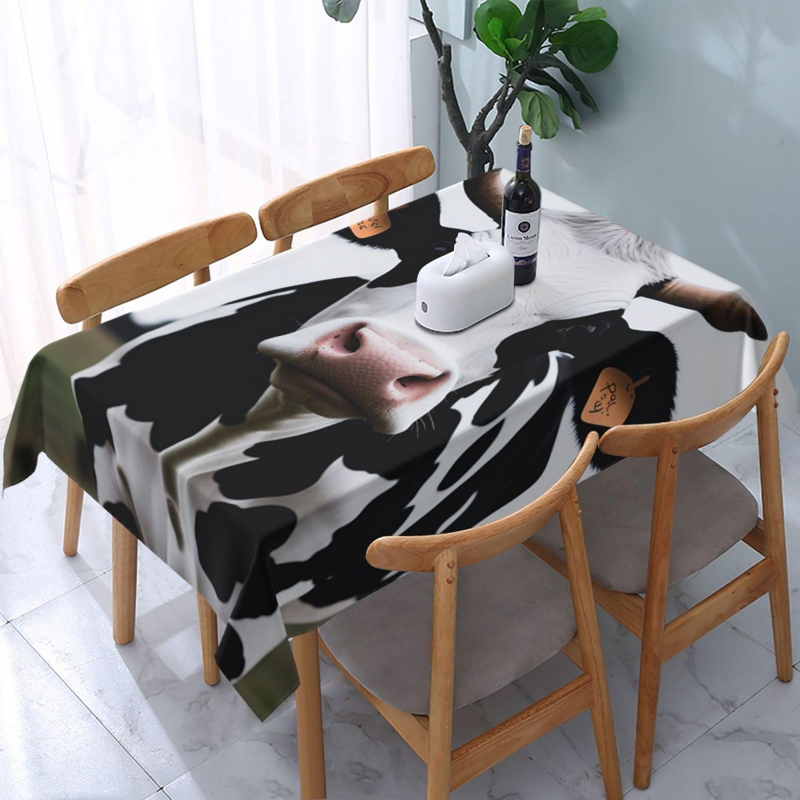 WPKJU Dairy Cow Printed Tablecloth Water Resistant Table Cover Washable Rectangle Table Cloth for Tables 54x72 in