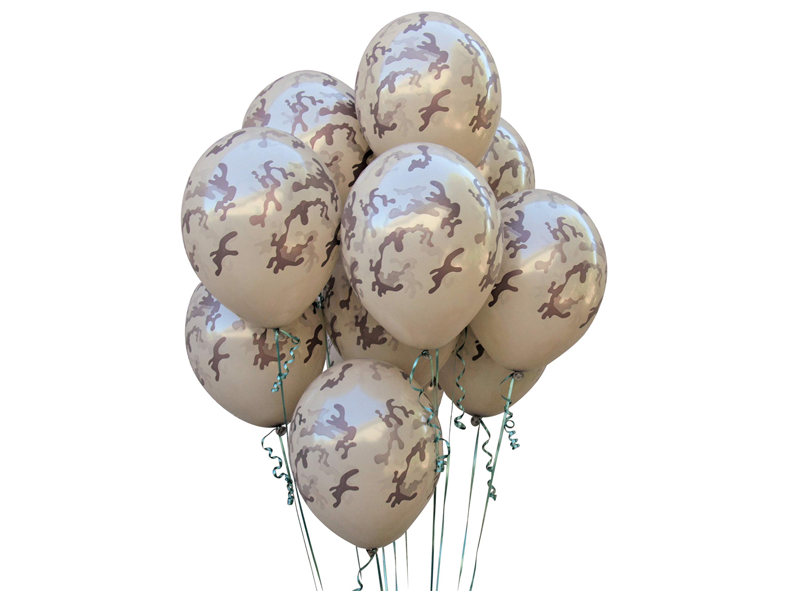 Tan Camouflage Balloons. 24 per Pack. Latex 12 Inch Size. Perfect for Outdoors Themed, Hunting, or Military Celebration or Party.