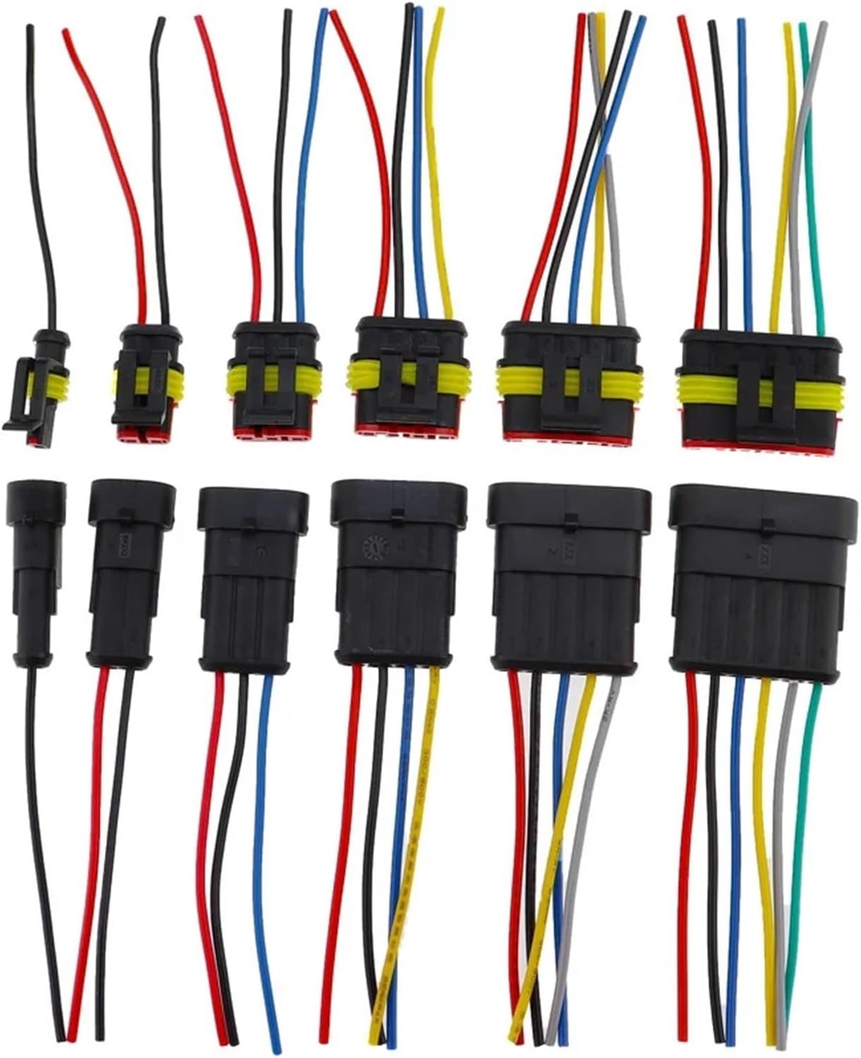2-5sets 1/2/3/4/5/6 pins Way AMP Super seal Waterproof Electrical Wire Connector Plug car waterproof connector wire (Color : 3P With Wire, Size : 5set)