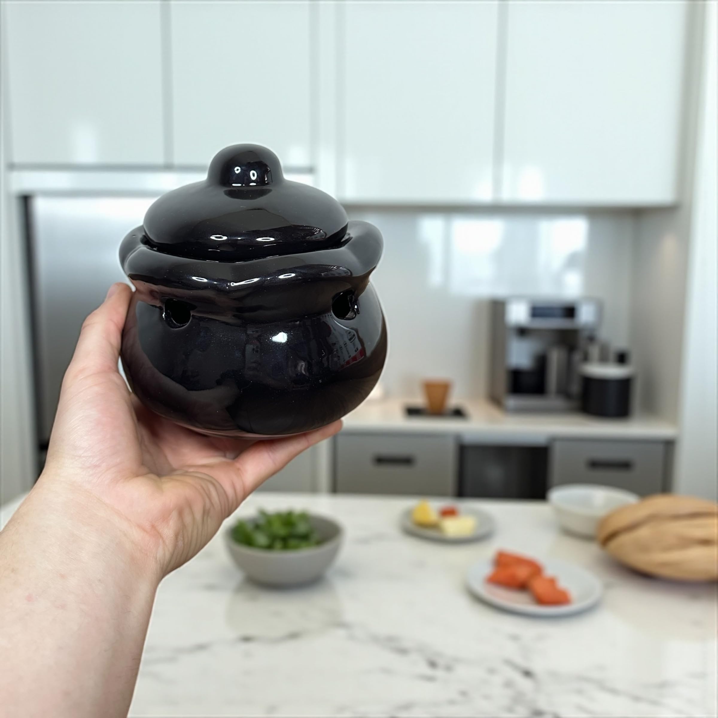 Porta Alho Com Tampa Preto 700g Para Cozinha | Amazon.com.br
