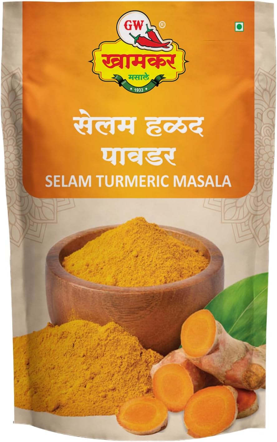 GW Khamkar Selam Halad Powder | Rich in Aroma & Colour | Traditionally Pounded | Cold Pressed | Sourced from Selam Region | Immunity-Boosting Natural Turmeric | Pure & Natural Spices | No Artificial