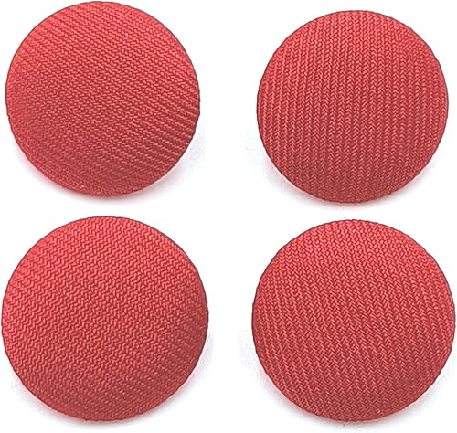 Botones redondos cubiertos de tela roja con botones de vástago de metal para coser manualidades, suministros hechos a mano, 0.787 in