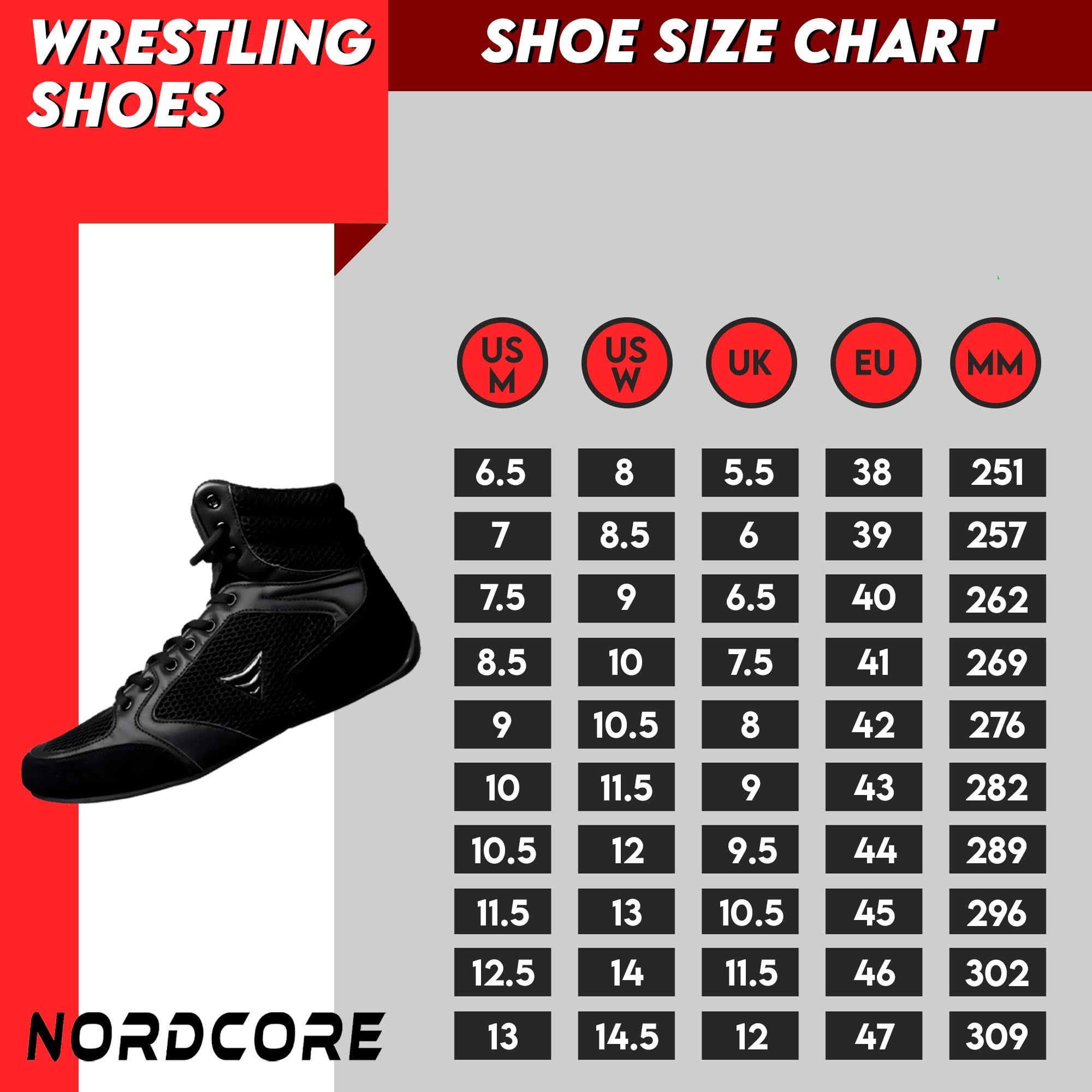 Nordcore Zapatillas de Boxeo de Lucha Zapatos de Lucha Deportivos Ligeros - Alta tracción Zapatillas de Boxeo Hombre y Mujeres