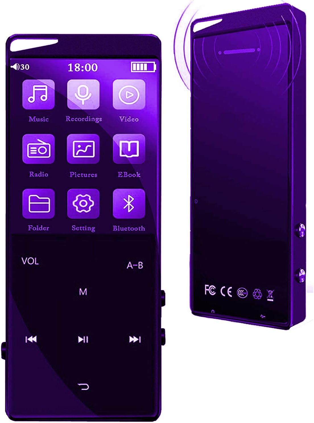 MP3 Player, MP3 Players with Bluetooth,Frehovy Music Player with 16GB Memory SD Card