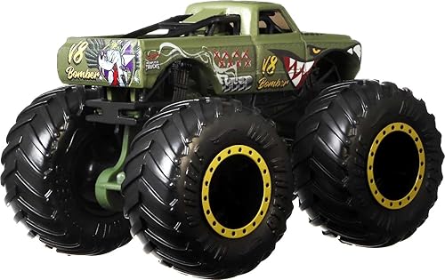 Miniatura 6 de Hot Wheels Monster Trucks Vehículo a escala 1:64, paquete de 4 con idea de regalos de ruedas gigantes para niños de 3 a 6 años de edad [Los estilos