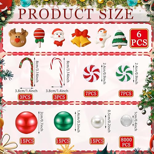 Miniatura 2 de 8071 cuentas de gel de agua de relleno de jarrones de Navidad para decoración de jarrones, bastones de caramelo acrílicos verdes y rojos, decoración