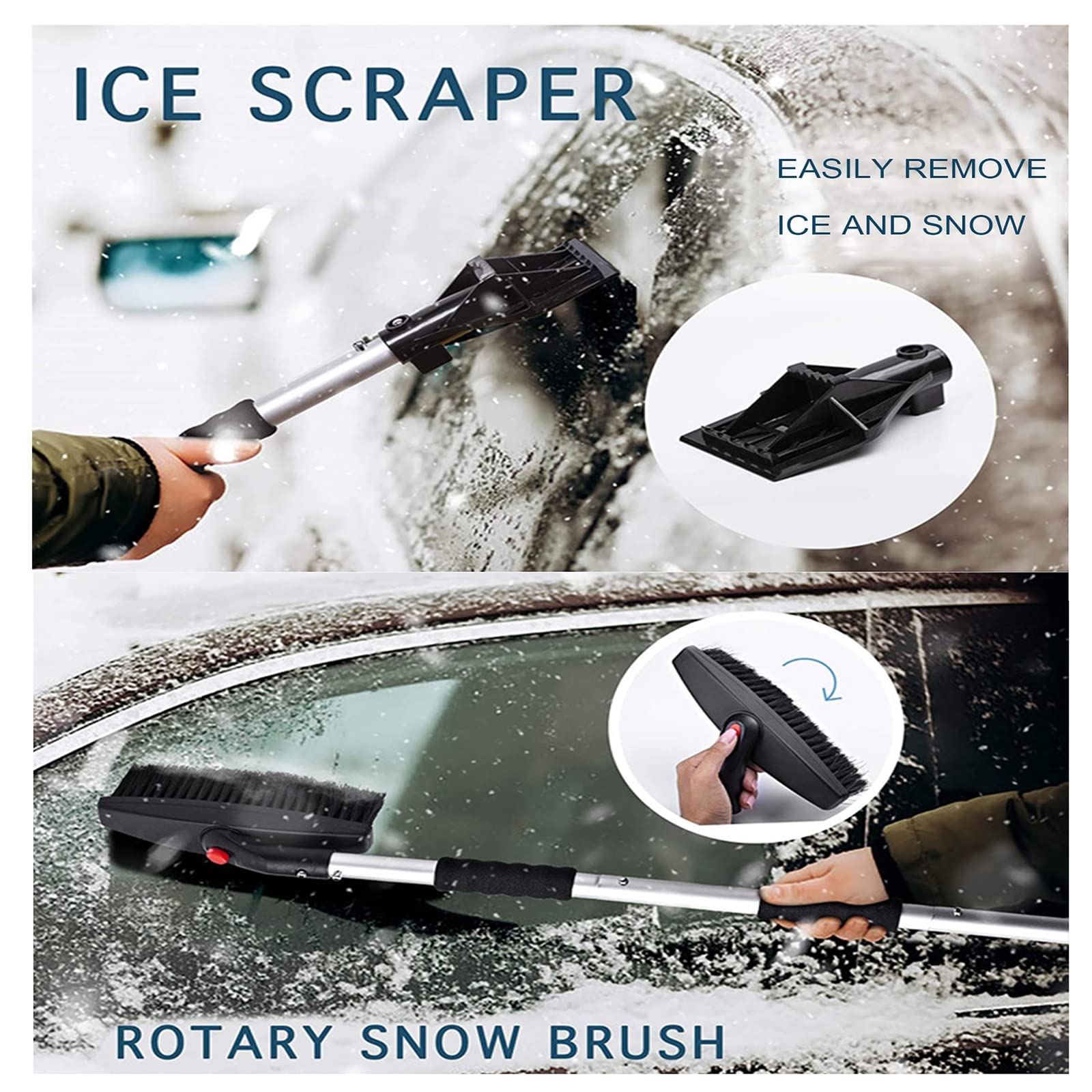 Juego de Pala de Nieve de Acero Inoxidable 3 en 1,Plegable Ajustable para Acampar al Aire Libre, para el Parque