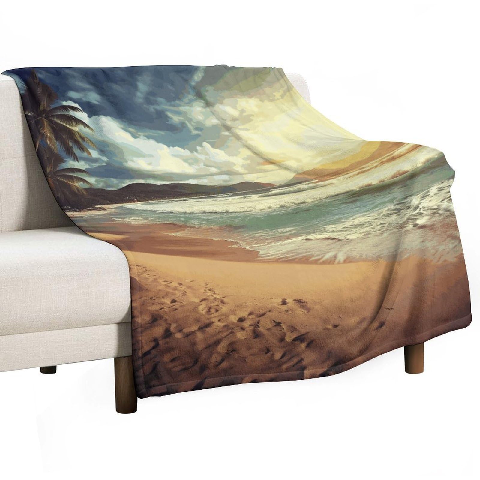 Couverture flanelle haut de gamme imprimé plage lit 127x152 cm