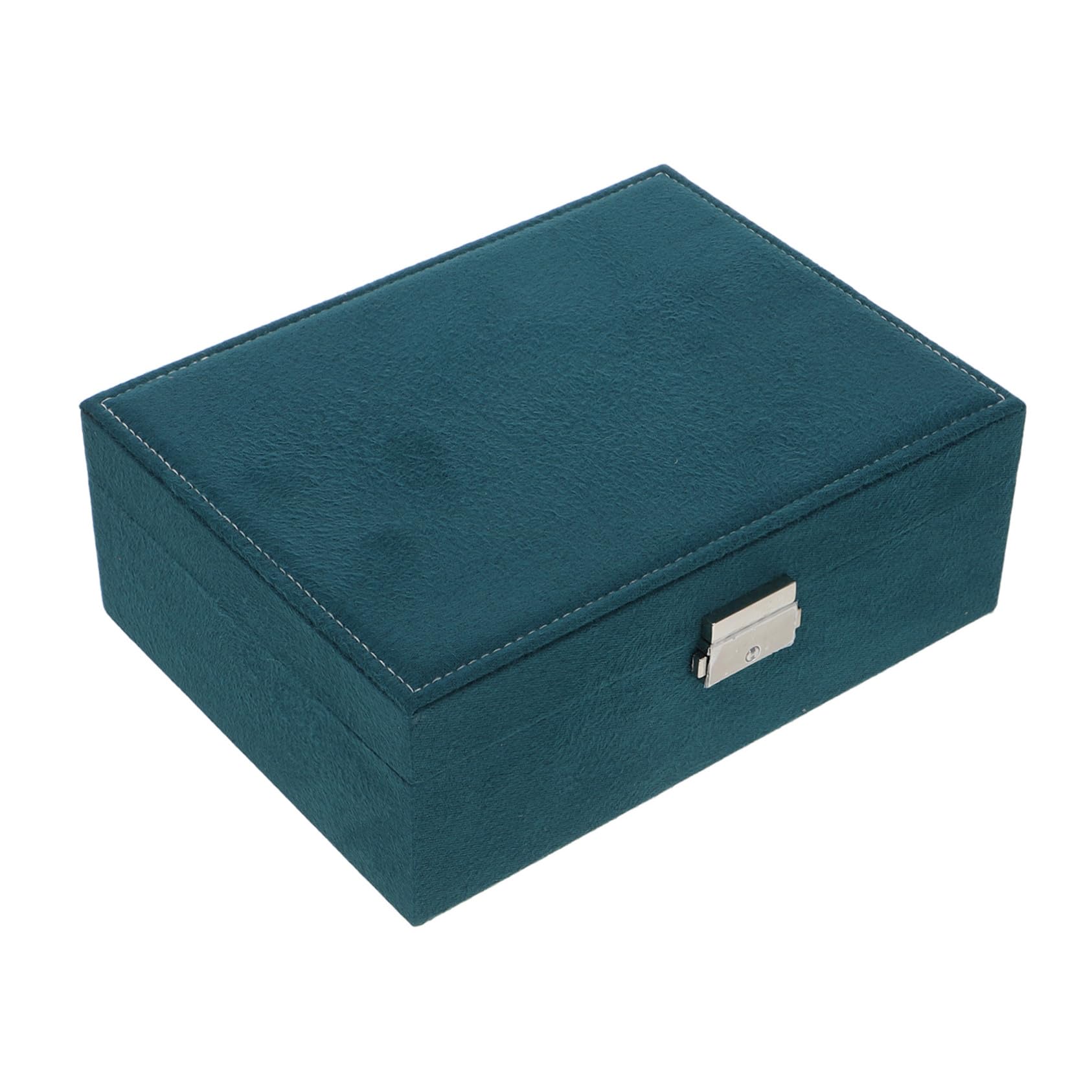 Portagioie Vintage in Velluto Doppio Strato con Lucchetto, Grande Capienza | Organizer a Due Livelli, per Collane, Orologi, Orecchini e Anelli, Scatola Decorativa