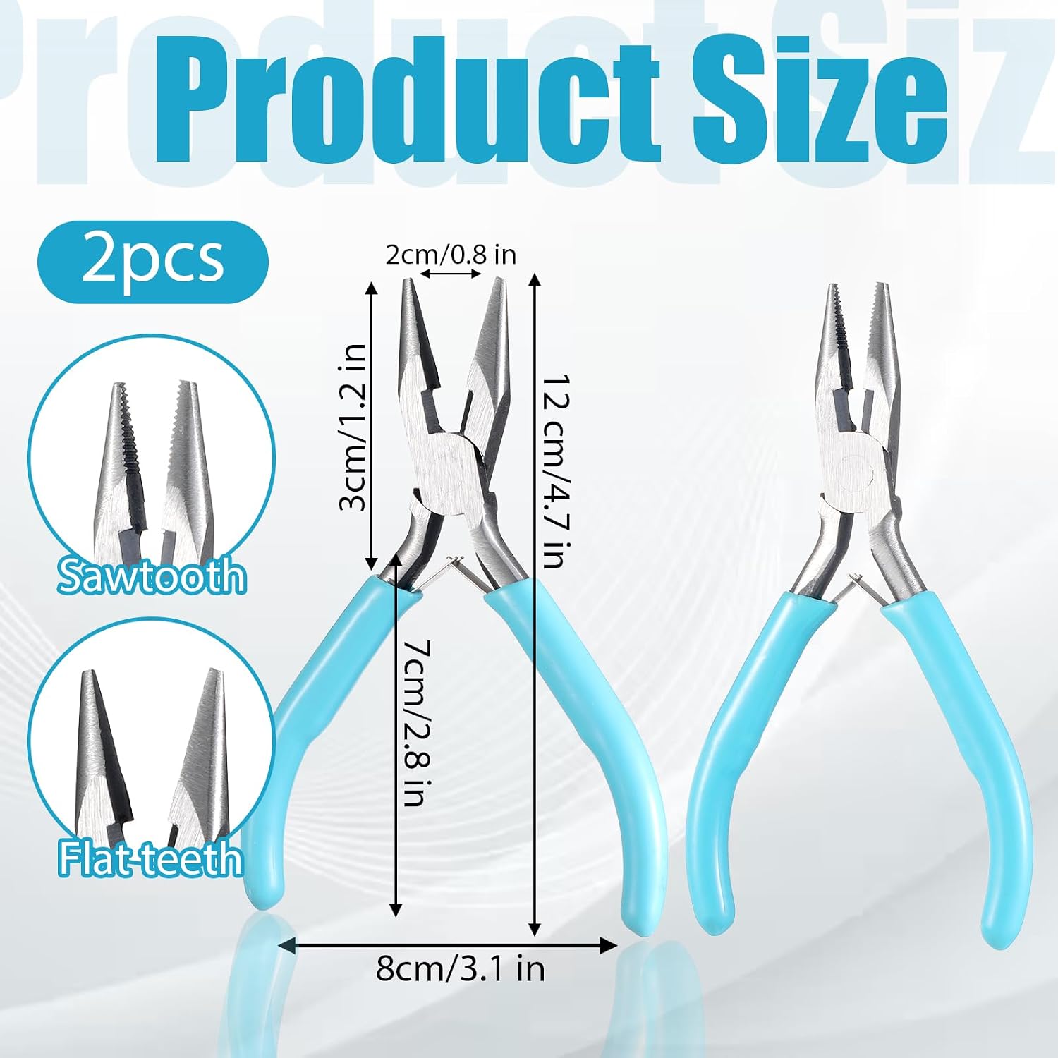 2 Pcs Jewelry Pliers Set - 4.5 Inch Mini Needle Nose Pliers (1 Smooth Jaw & 1 Serrated Jaw) for Jewelry Making, Crafting Beading Repair and Wire Bending Gripping