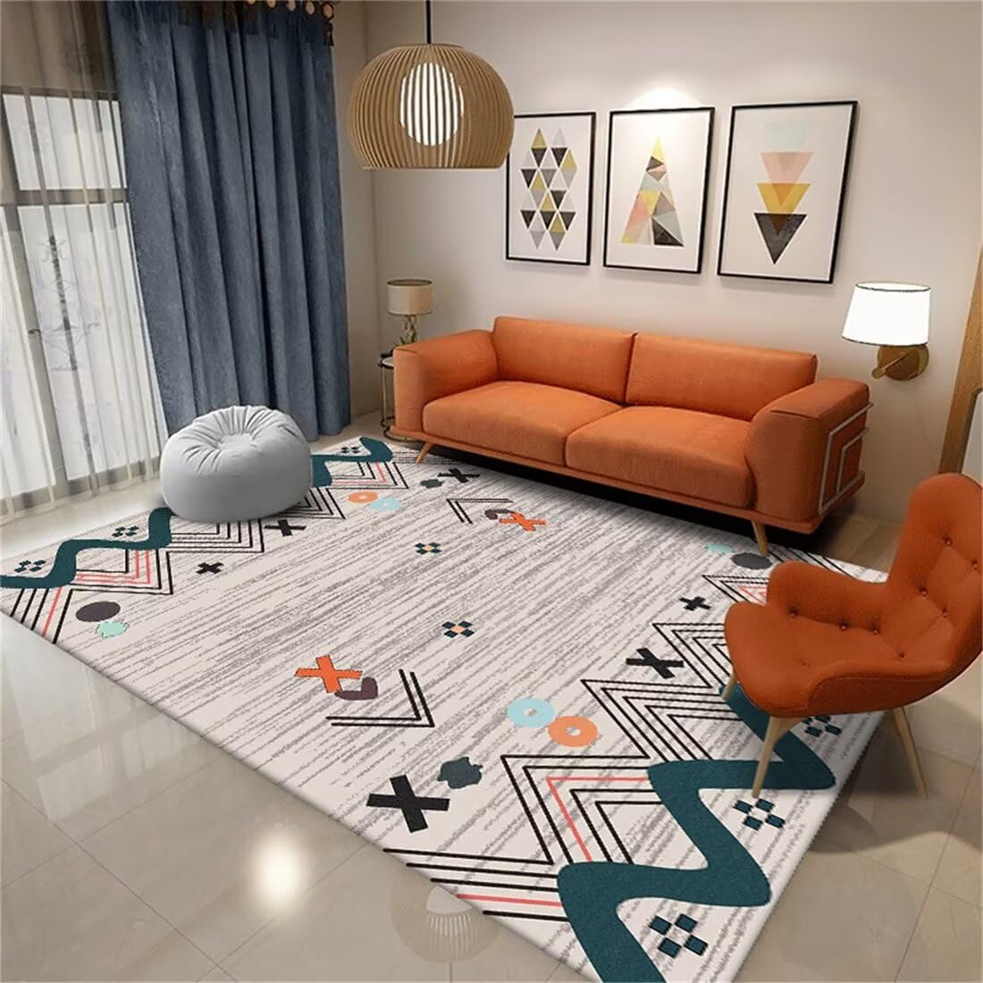 Tapis d'entree interieur 50x70cm avec lignes colorees pour decoration salon