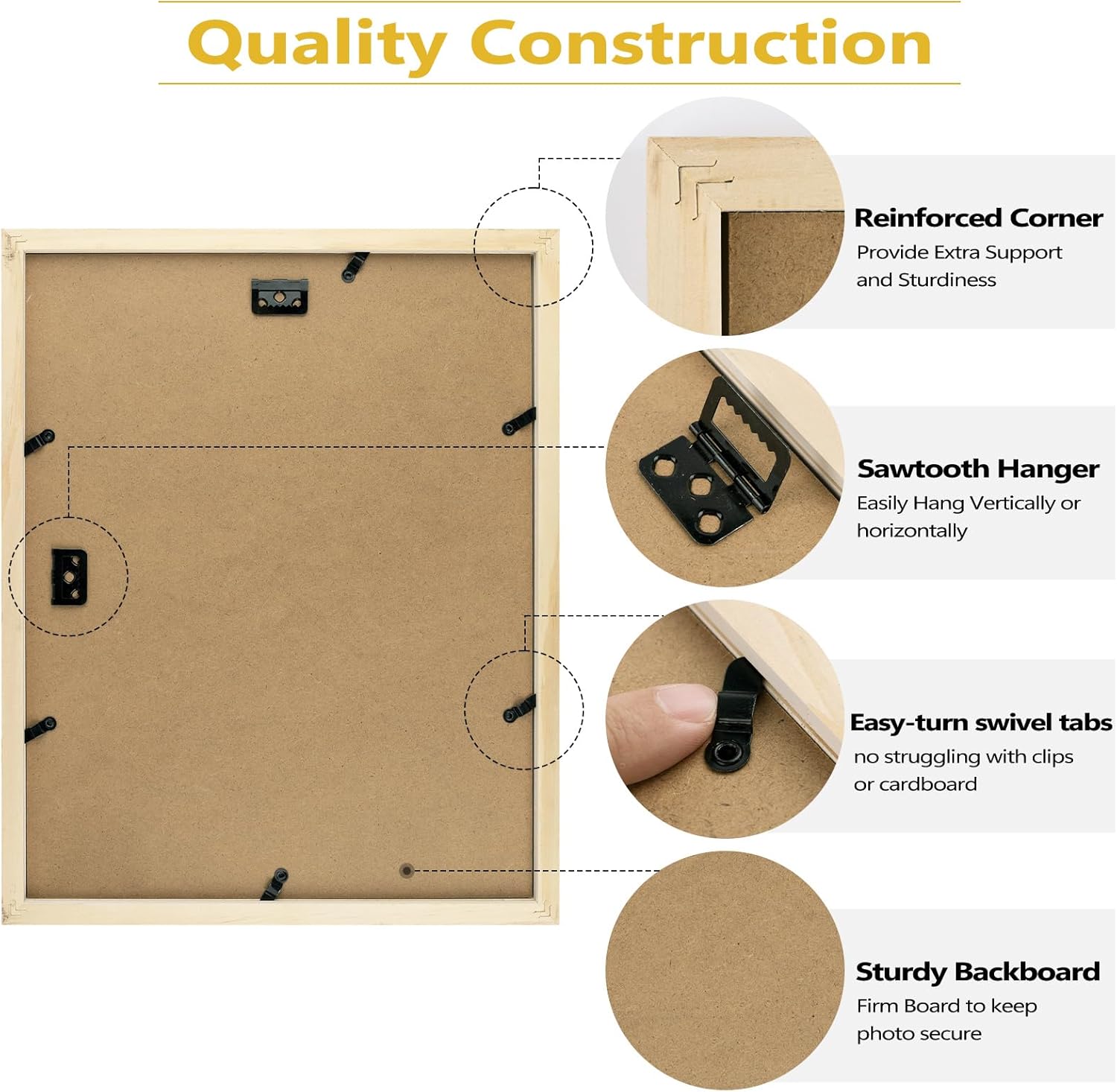 Golden State Art, 11x14 White Wooden Frame with White Mat - Displays Five 4x6 Photos - Tempered Glass - Wall Mounting, Portrait, Set of 2