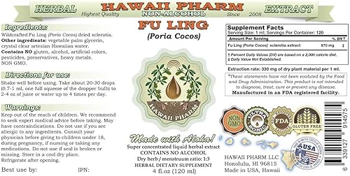 Miniatura 2 de Fu Ling Extracto líquido sin alcohol, Fu Ling, suplemento herbario de glicerita esclerótica de Poria (Poria Cocos) 2 onzas