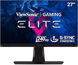 ViewSonic Elite XG270 27-inch Full HD IPS Gaming Monitor with G-Sync Compatibility, 240Hz, 1ms, HDR support, Elite Design Enhancements and Advanced Adjustable Stand for Esports