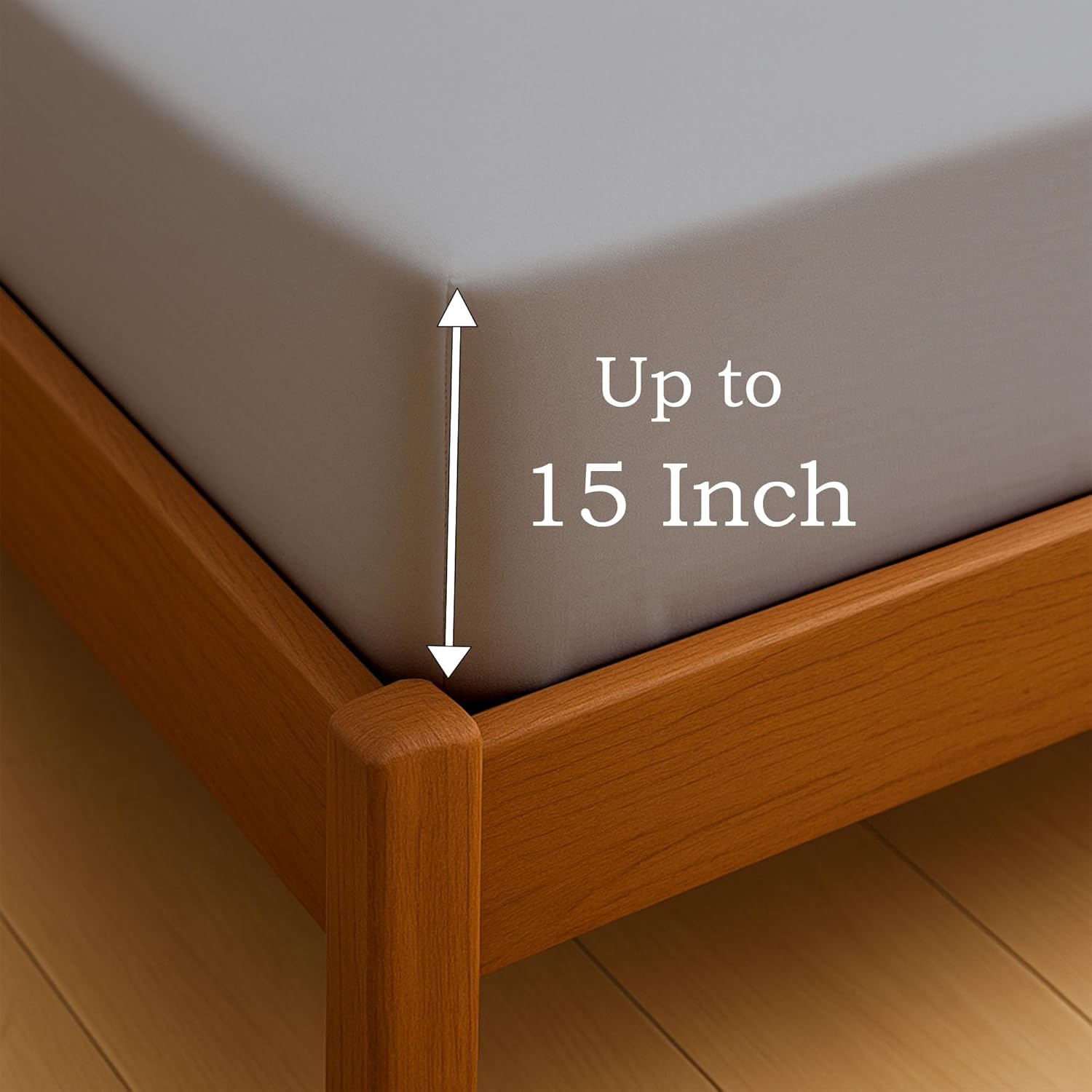 Luxury 100% Cotton King Fitted Sheet - Soft & Wrinkle Free - Sateen Weave All-Around Elastic Fit Sheet - Hotel Quality Snug Fit Bottom Sheet Fit Up to 15" Deep One Bottom Sheet Only - Light Grey