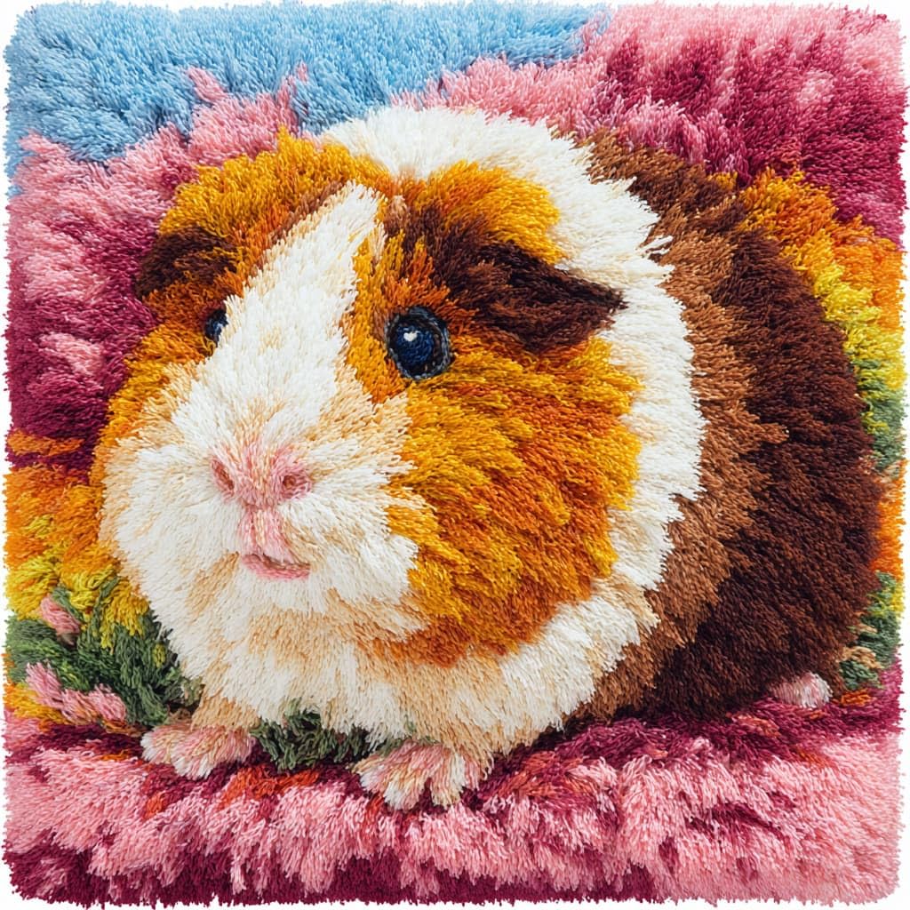 WallustrioaW Latch Hook Kits DIY Throw Pillow Cover,Animal Guinea Pig