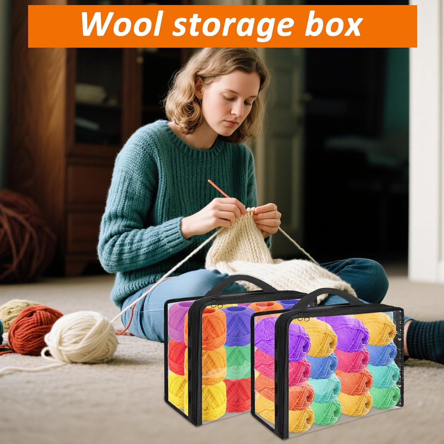 YEXEXINM 10 Pack Clear Yarn Storage Bags, Clear Yarn Storage Organizer with Zippers for Knitting, Crochet, Clothing, Toys, Decor Items