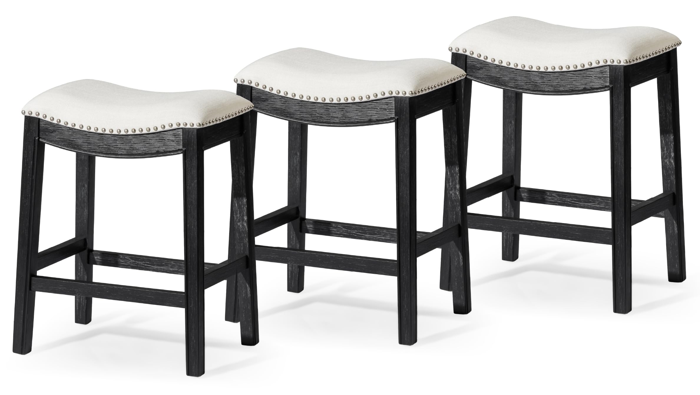Taburetes De Bar Maven Lane Adrien Saddle – Pack De 2, Roble Blanco, Altura Mostrador (caja Abierta)