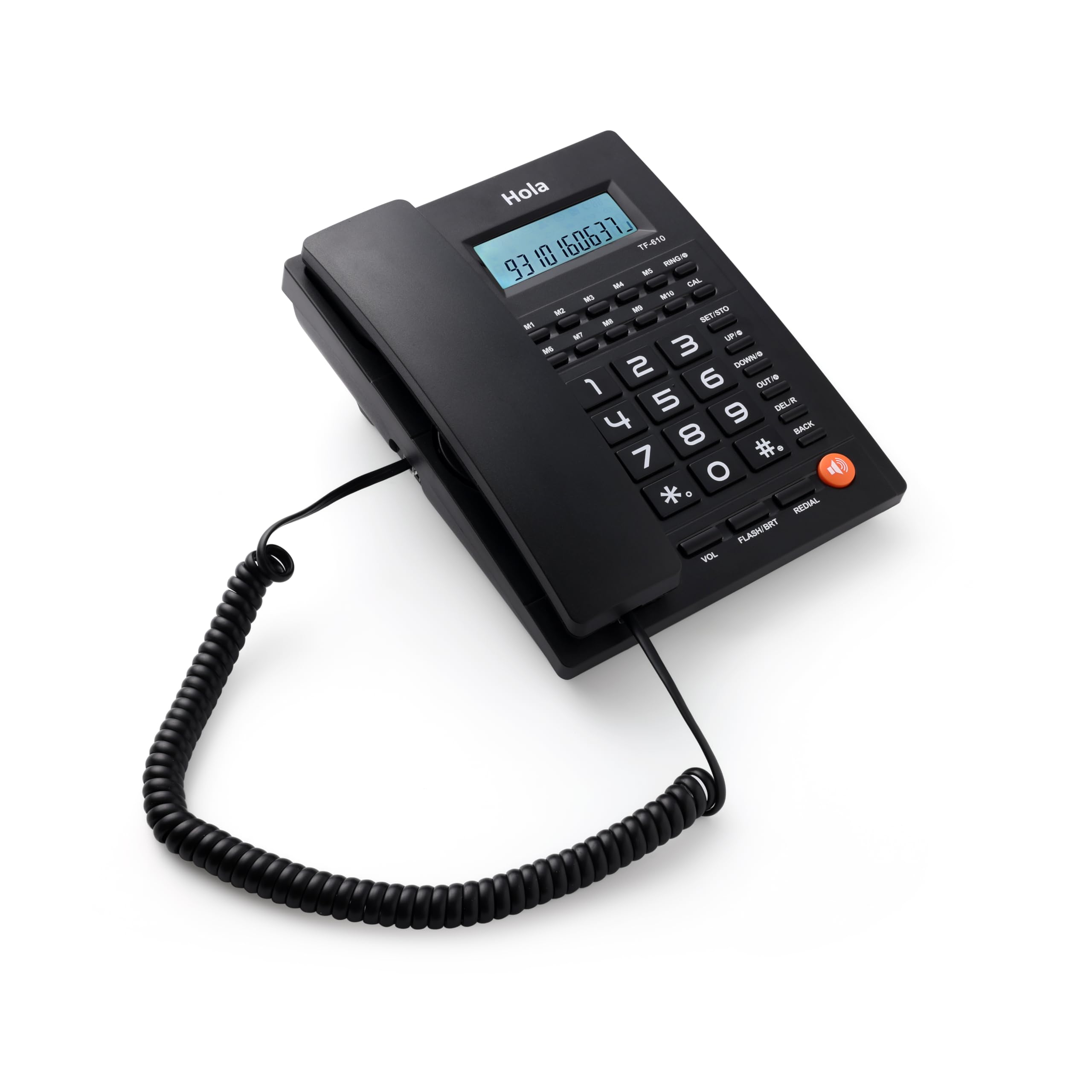 Hola TF 640 Corded Landline Phone with Caller ID, 2 Way Speaker, 10 Memory Buttons, Black-picture-15