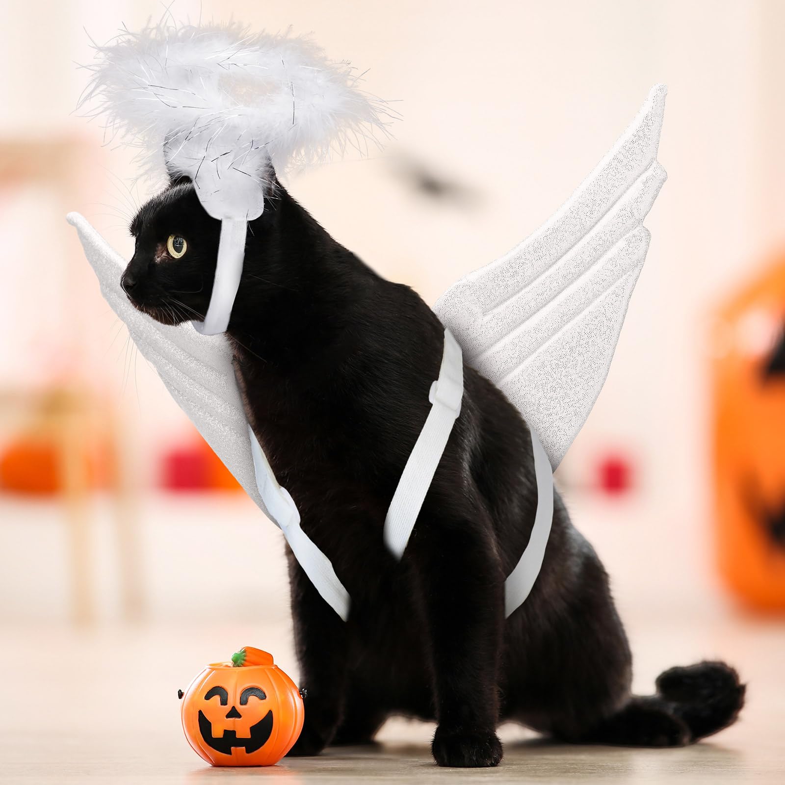Costume di Halloween per animali domestici, con ali e diavolo per cani e gatti, taglia unica, adatto a molti animali domestici, per vacanze di Natale, feste di Halloween, regali per gli amanti