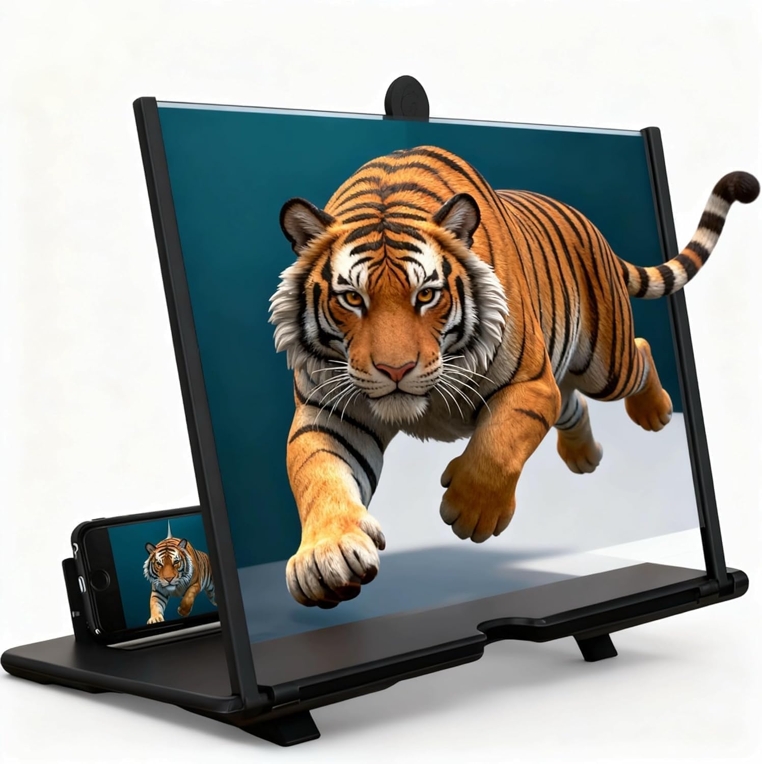 Screen Magnifier Version, 2026 New 3D HD Screen Magnifier for Cell Phone with Foldable Stand, Display Magnifier for Videos, Movies, Gaming, Travel and Home Use (Red, 12'')