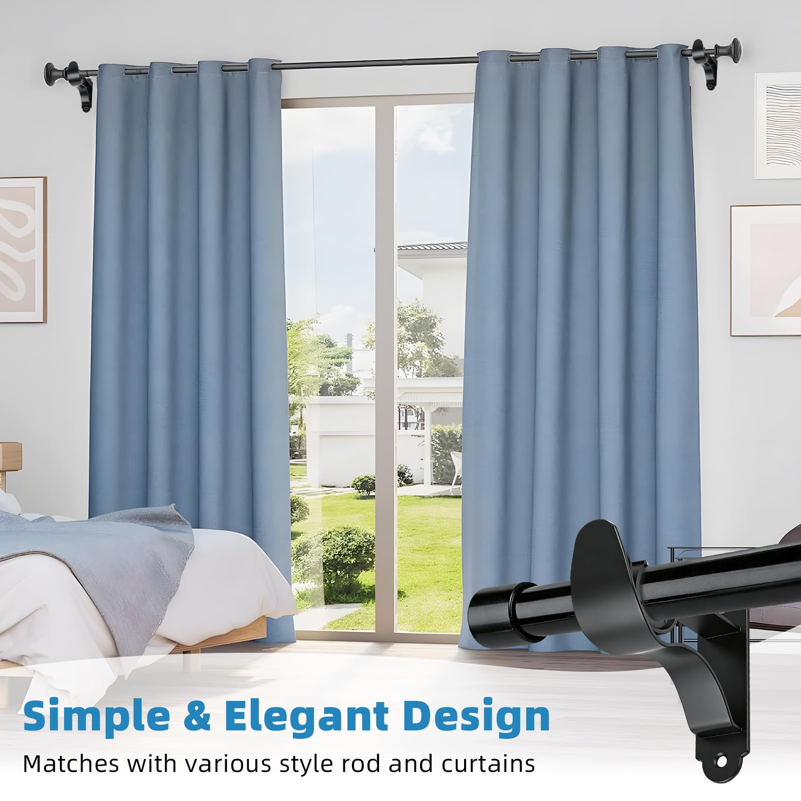 Heavy Duty Curtain Rod Brackets - 4 Pack -6