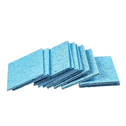 Fielect 10Pcs Blue Rectangle Soldering Iron Cleaning Sponge Thicker Replacement Solder Tip Welding Clean Pads