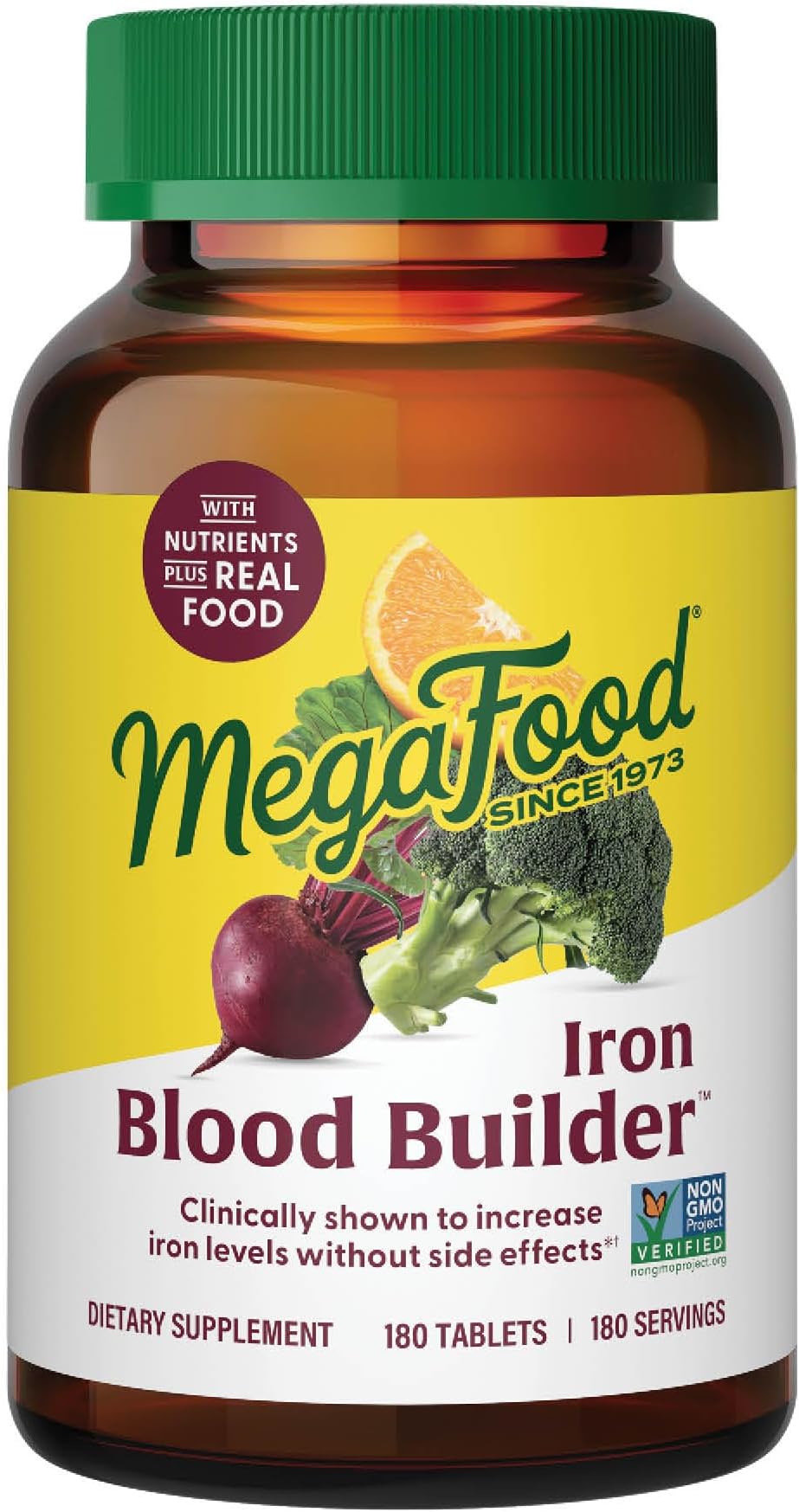 Blood Builder Iron Supplement for Women & Men - Increase Iron Levels Without Side Effects - Combats Fatigue - with Vitamin B12, Folic Acid & Vitamin C for Absorption - Vegan - 180 Tablets