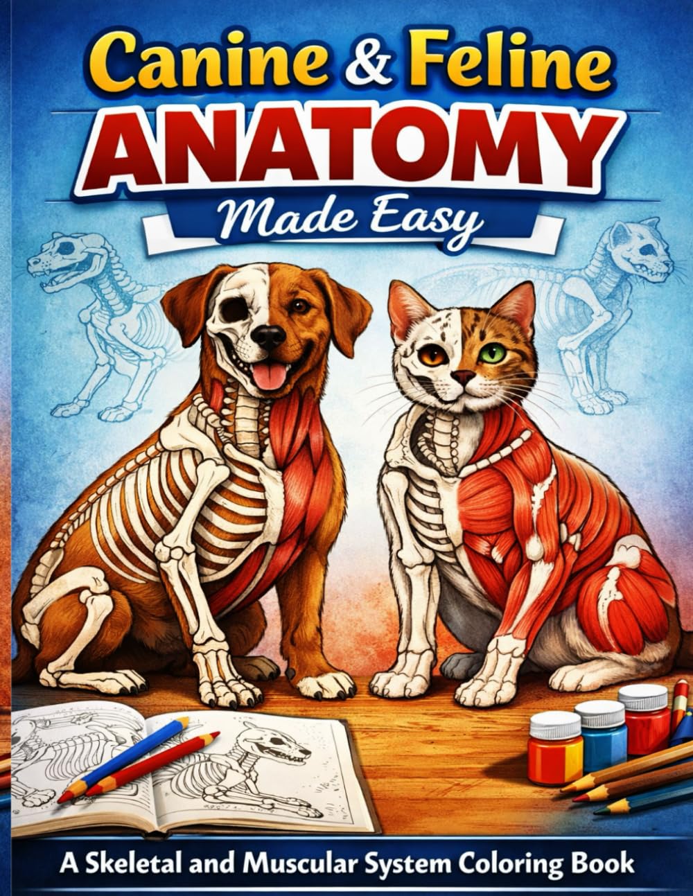 Canine & Feline Anatomy Coloring Book: A Simple Skeletal and Muscular Study for Dog and Cat Lovers