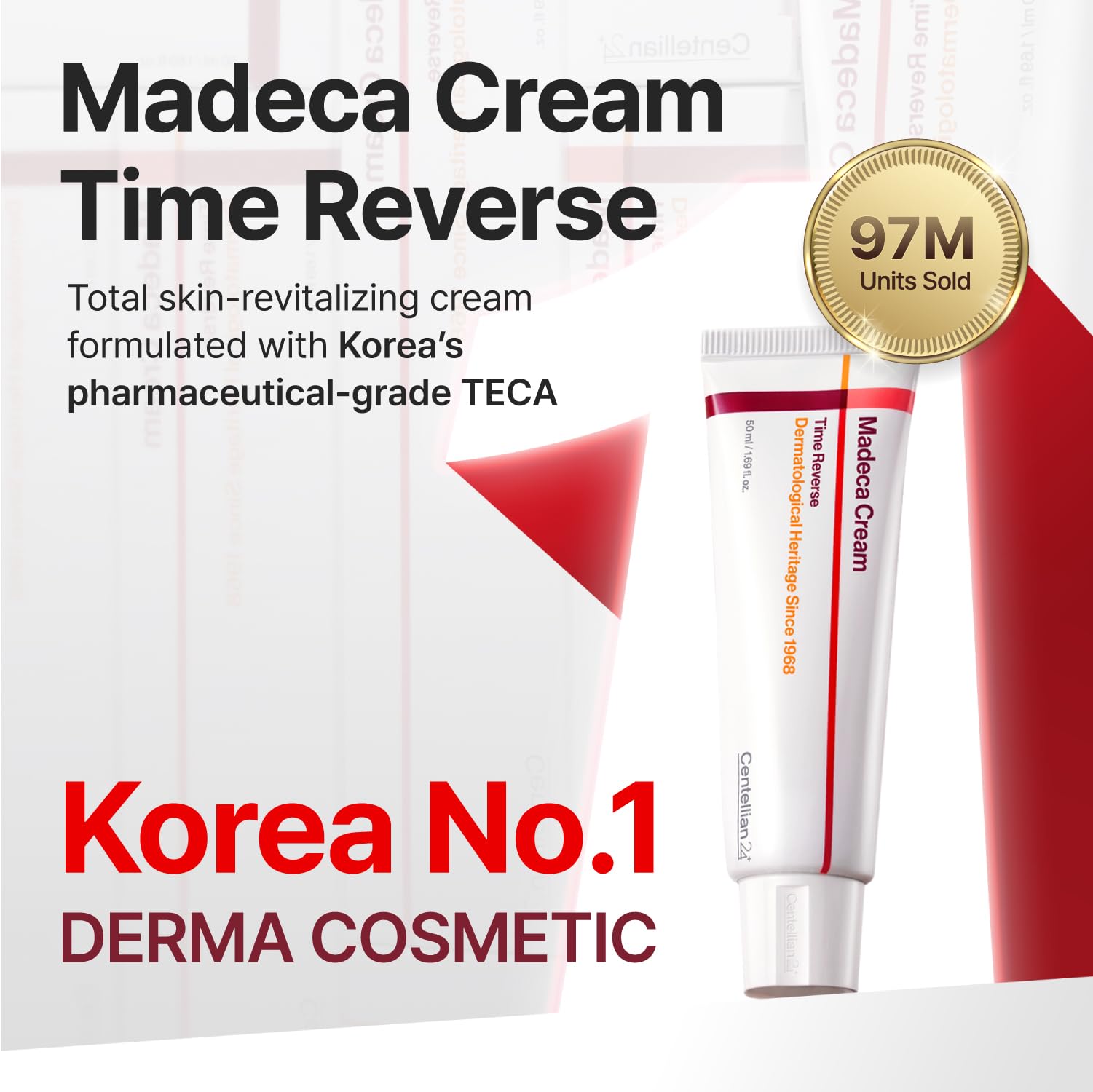 CENTELLIAN 24 Madeca Cream Time Reverse (1,69 uncji płynu) – zaawansowany, szybko wchłaniający się i odżywczy, nawilża, ujędrnia i redukuje zmarszczki, nie powoduje podrażnień, koreańska pielęgnacja s