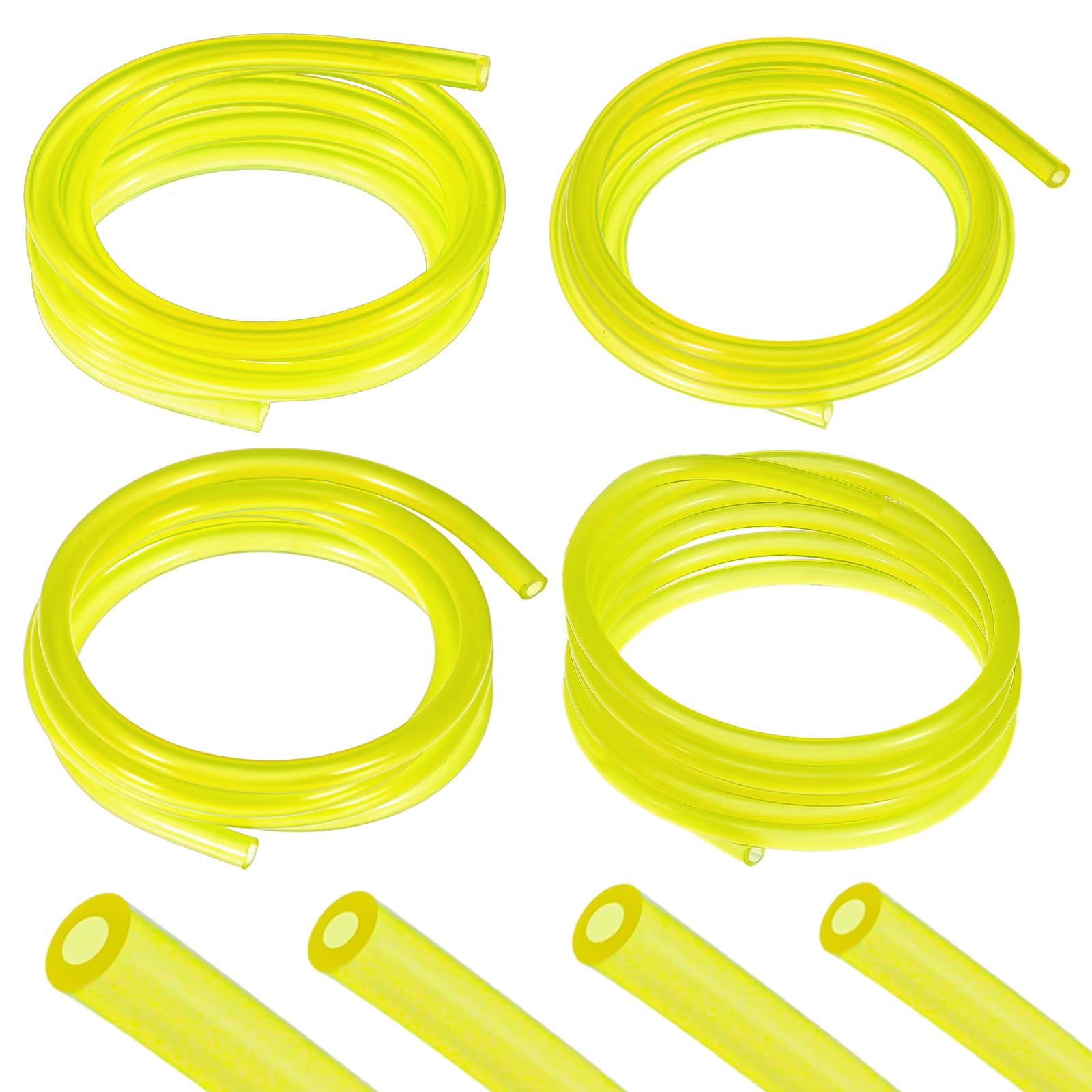 TIESOME 4 Sizes Premium Petrol Fuel Line Hose Tubing, Yellow Petrol Fuel Gas Line Pipe Hose Tubing for Small Engine Chainsaw String Trimmer Blower Lawn Mower, Fit Most 2 Cycle Small Engines