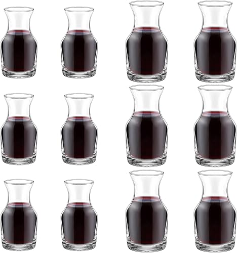 Paquete de 12 jarras de vino de una sola porción, mini jarra individual para vino, jarra pequeña para cenas de vino, bares, restaurantes, 6.5 onzas,