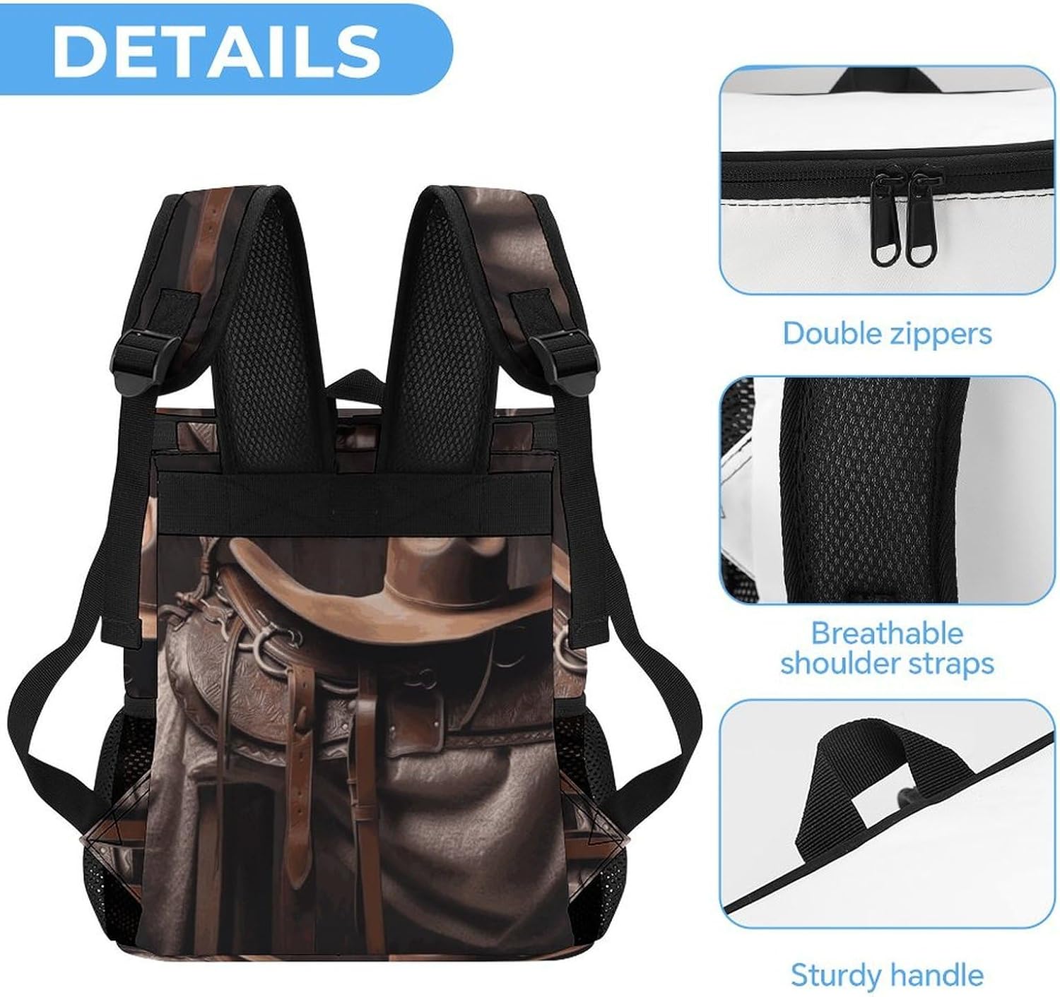Horse Saddle with A Cowboy Hat Wild Cooler Backpack Fashion Large Capacity Lunch Backpacks Lightweight Insulated Backpacks Travel Cooler Bag Cooler Pack Ice Backpack Keep Fresh Backpack Coolers