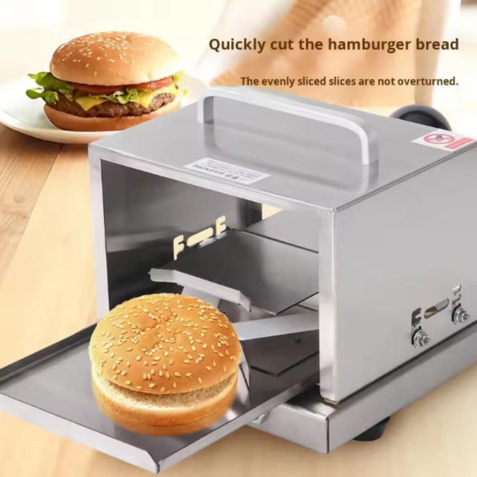 Cortador de pan comercial, grosor ajustable, corte de acero inoxidable para hamburguesas, pasteles, bagels