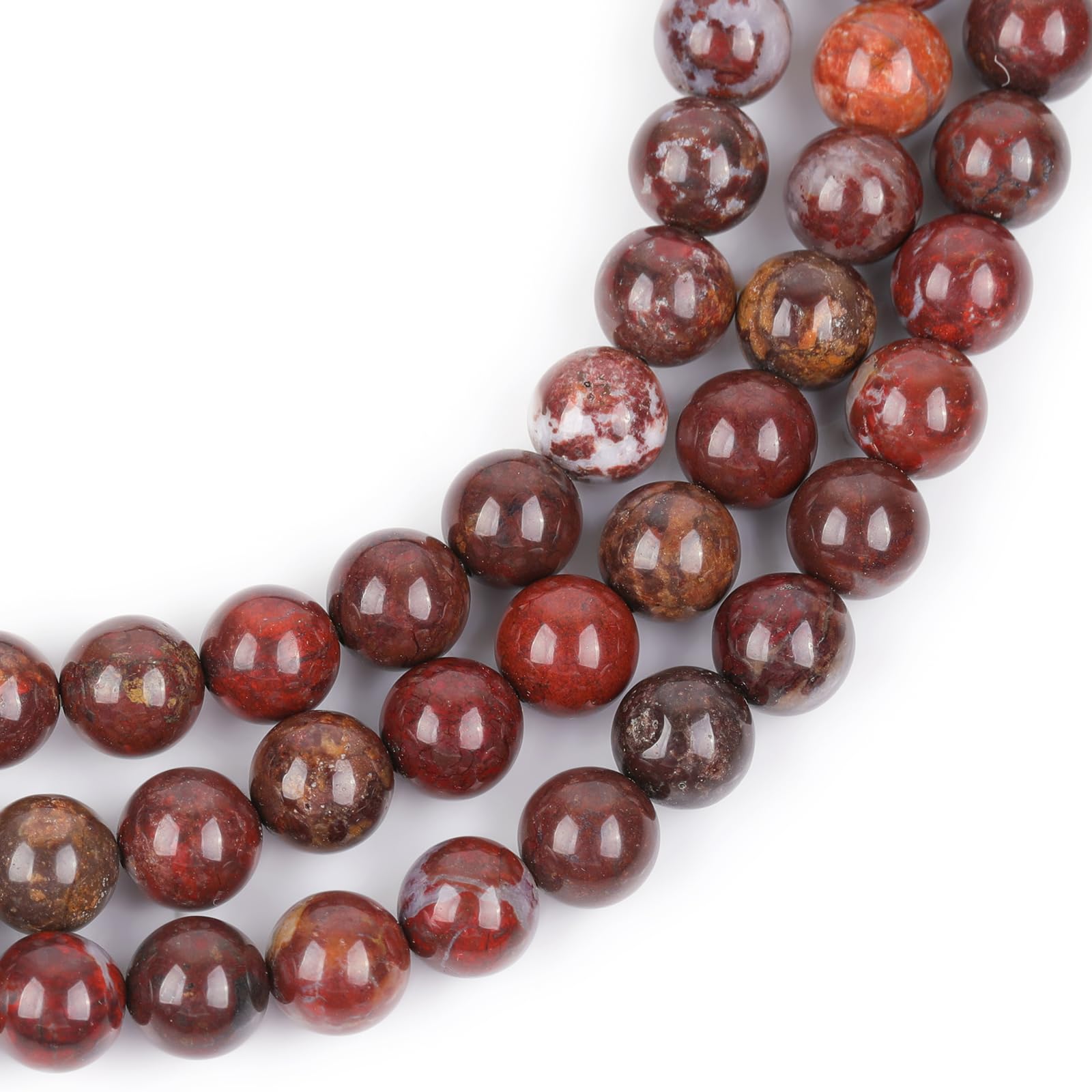 GEM-Inside Natural 8mm Red Poppy Flower Jasper Stone Round Gemstone Semi Precious Beads for Jewellery Making 15" - Image 4
