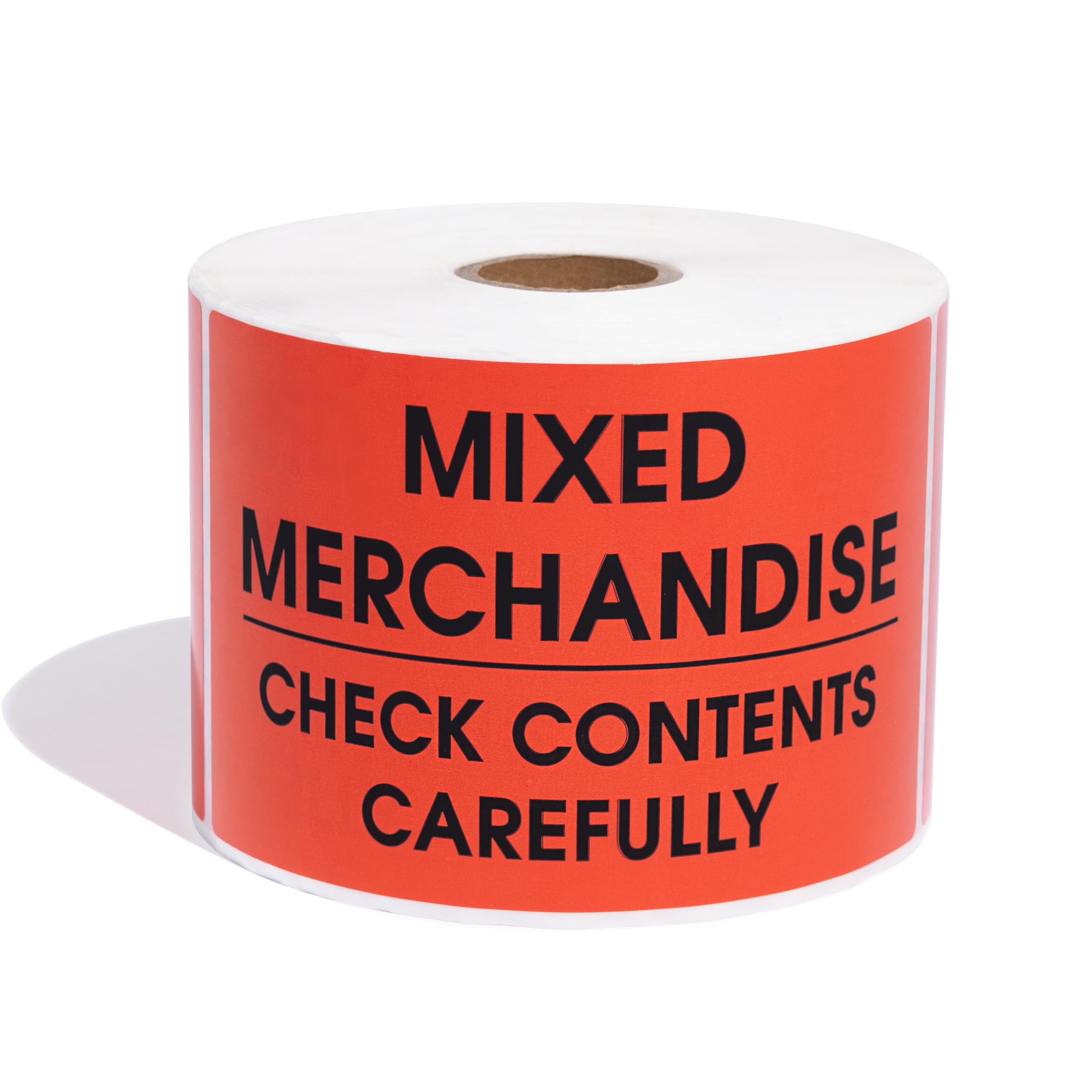 Aegis Adhesives - 3" X 5" Mixed Merchandise - Check Contents Carefully Labels - Red Shipping Stickers with Permanent Adhesive (1 Roll, 500/Roll)