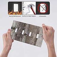 Vista 96 de Placa de pared dúplex de receptáculo de dispositivo de 1 gang de madera envejecida blanca gris con veta de tablón, cubierta de enchufe eléctrico