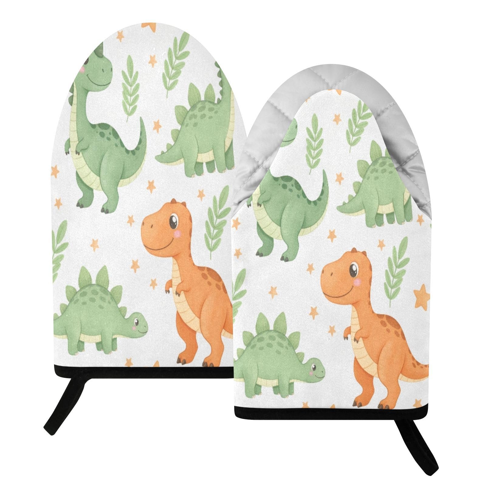 BURSTDDY Dinosaur Pattern Oven Mitt,Heat Resistant Kitchen Mitts for Cooking