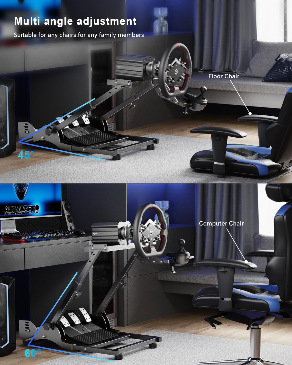 PXN - A10 Steering Wheel Stand - 11KG Foldable, Adjustable, Portable Racing Sim Metal Stand - Universal Fit for V900, V9, V9 Gen2, V10, V99, G29, G920, G923, T248, T300, TGT, Apex & More Racing Wheel