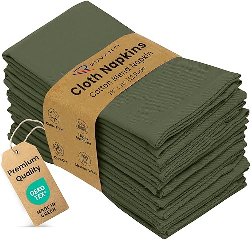 Miniatura 26 de Ruvanti - Juego de 12 servilletas de tela, servilletas de 45 x 45 centímetros lavables, suaves, duraderas, absorbentes, mezcla de algodón.