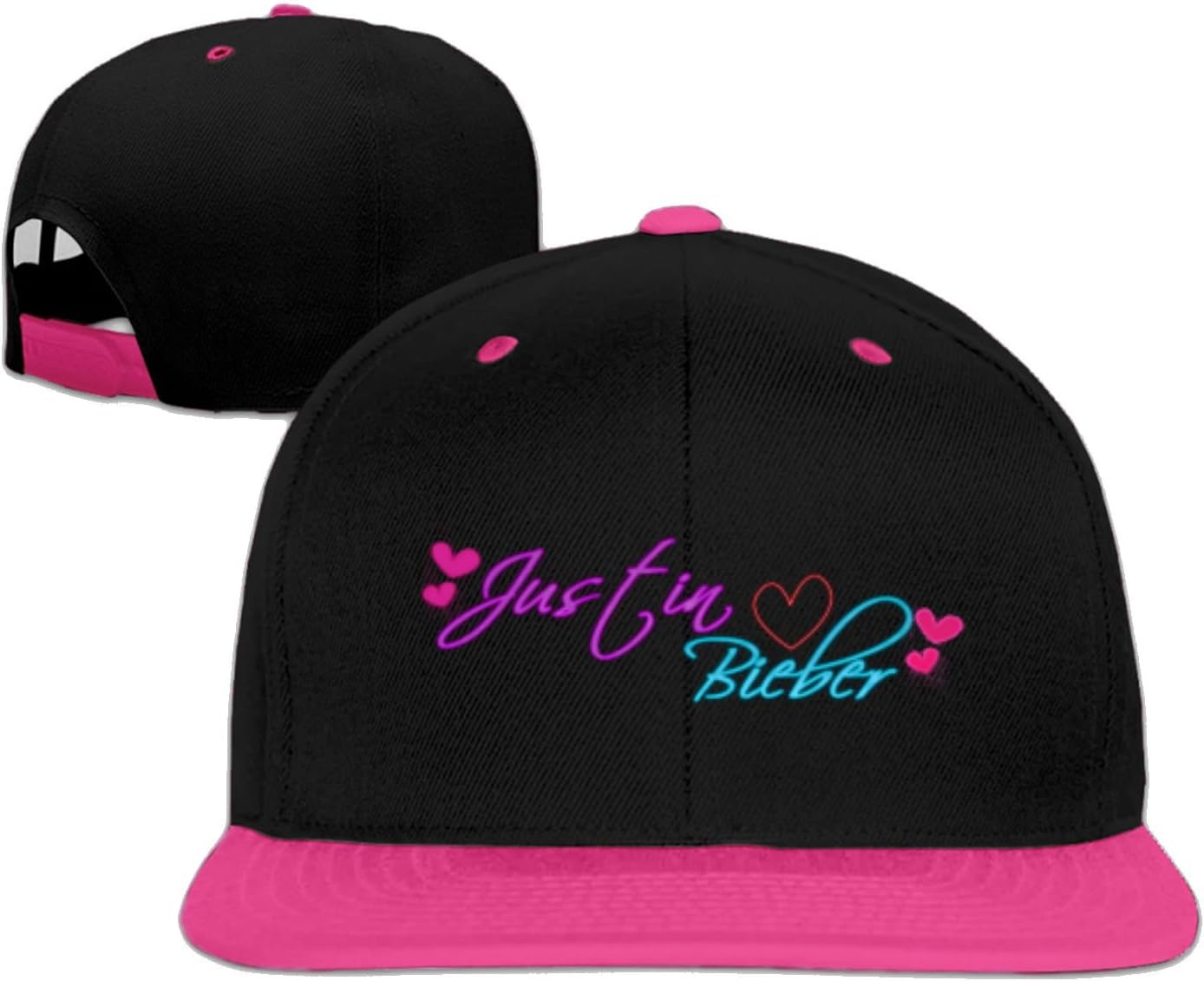 Cool Unisex Justin Bieber Hip-Hop Hat Flat Peaked Baseball Cap (5 Colours) Pink