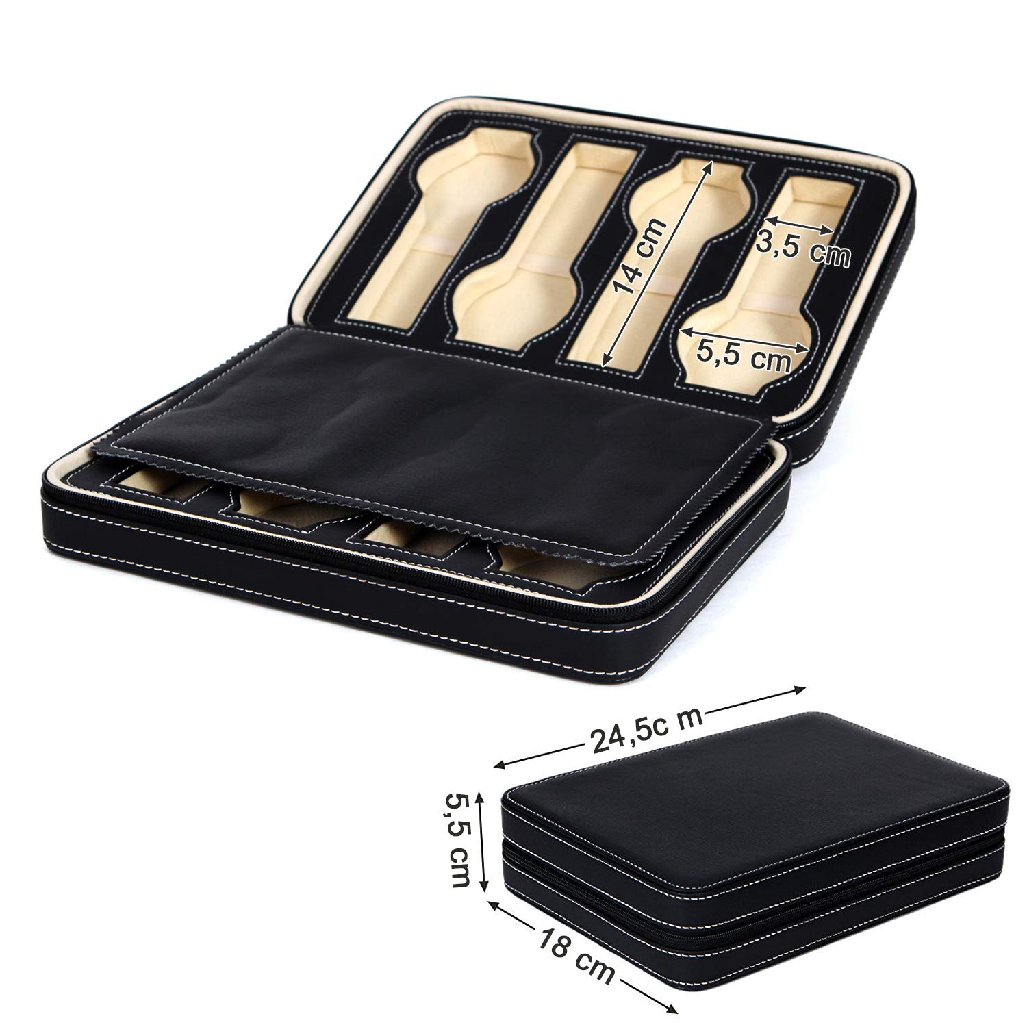 SONGMICS Scatola Porta Orologi Custodia per 8 Orologi JWB50B