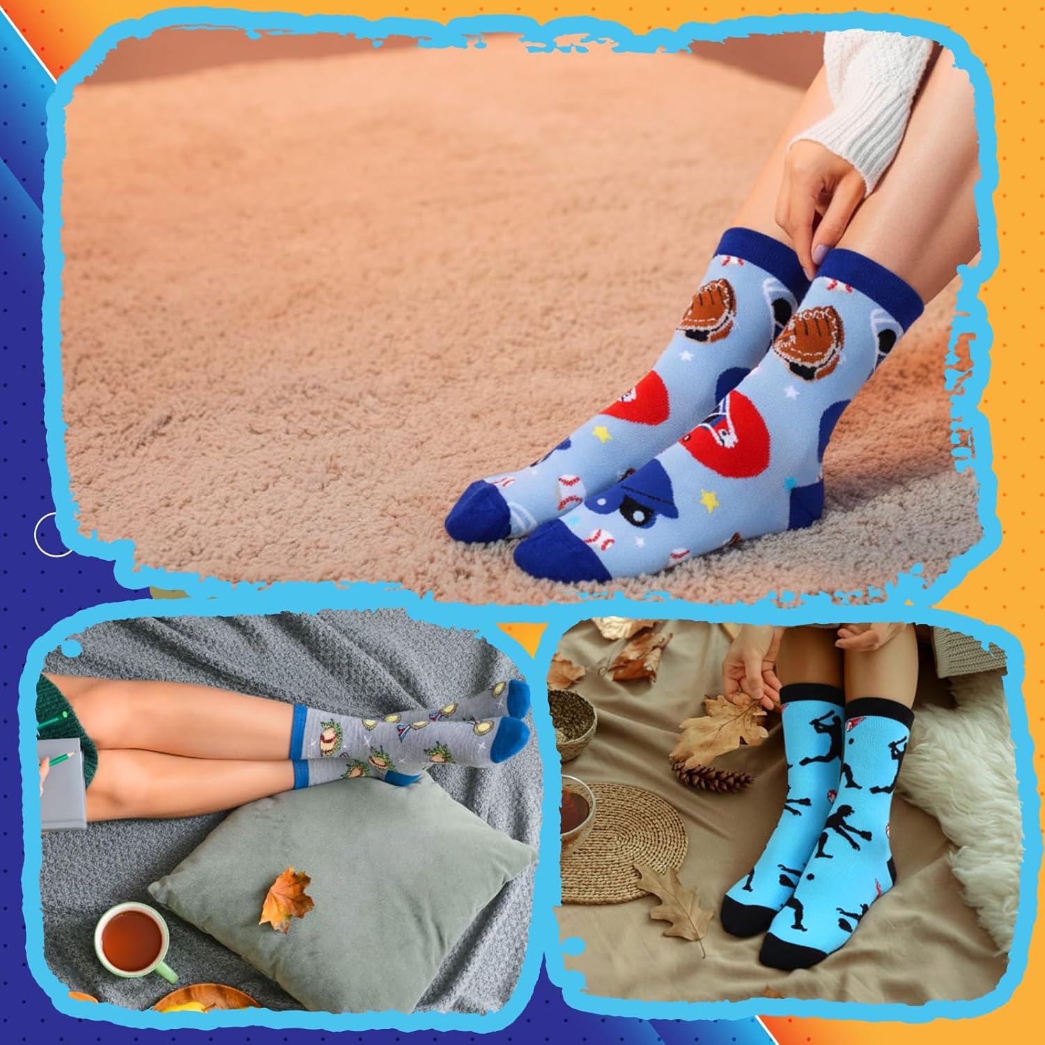 Foaincore 6 Pair Baseball Cupcake Socks Gift, Funny Baseball Socks Bulk for Men Women Team Player Lovers Father DIY Birthday - Image 6