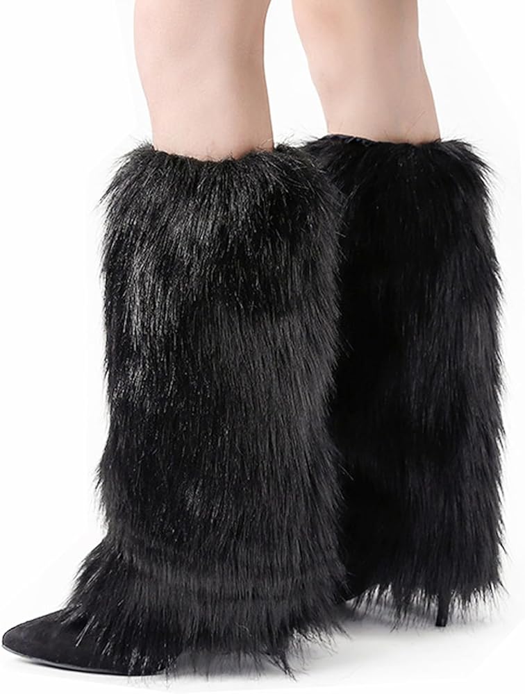 Amazon.com: Velorique Fur Leg Warmers Faux Fur Fluffy Leg Warmers