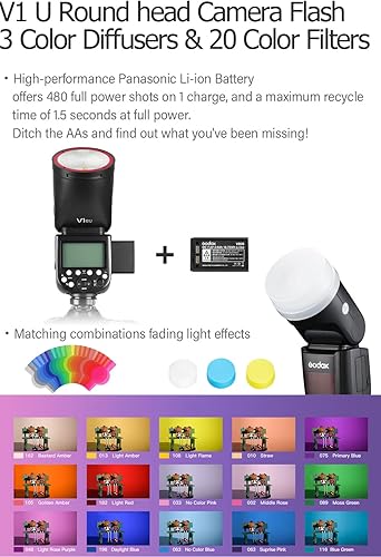 Vista 2 de Godox V1 S U Flash para Sony, Godox V1-S U HSS TTL - Linterna de cabeza redonda con kit de accesorios para retrato, evento, viajes, fotografía