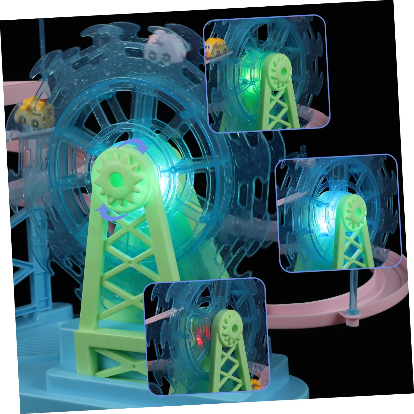 Circuito di Macchinine Elettrica in Plastica Blu Scale per Bambini, Gioco da Tavolo per Compleanno, Set USB Inclusa, Tocco Liscio e Sviluppo Identificazione