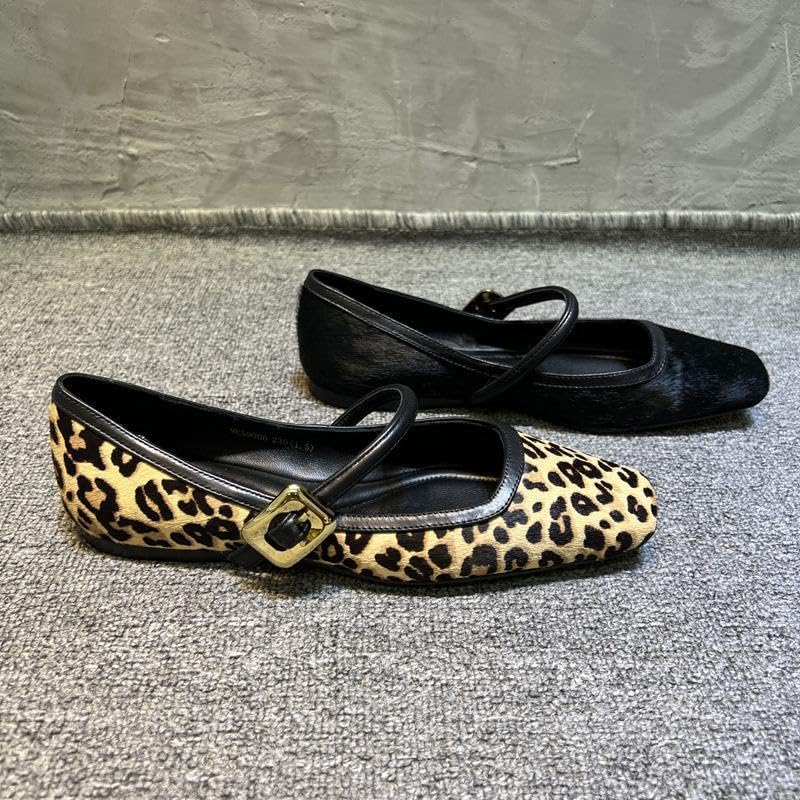 Women's Fashionable Leopard Print Mary Jane Flats, Casual Comfortable Breathable Square Toe Flat Shoes, Lightweight Comfortable Comfy Fashion Shoes for Daily Wear, Girl4