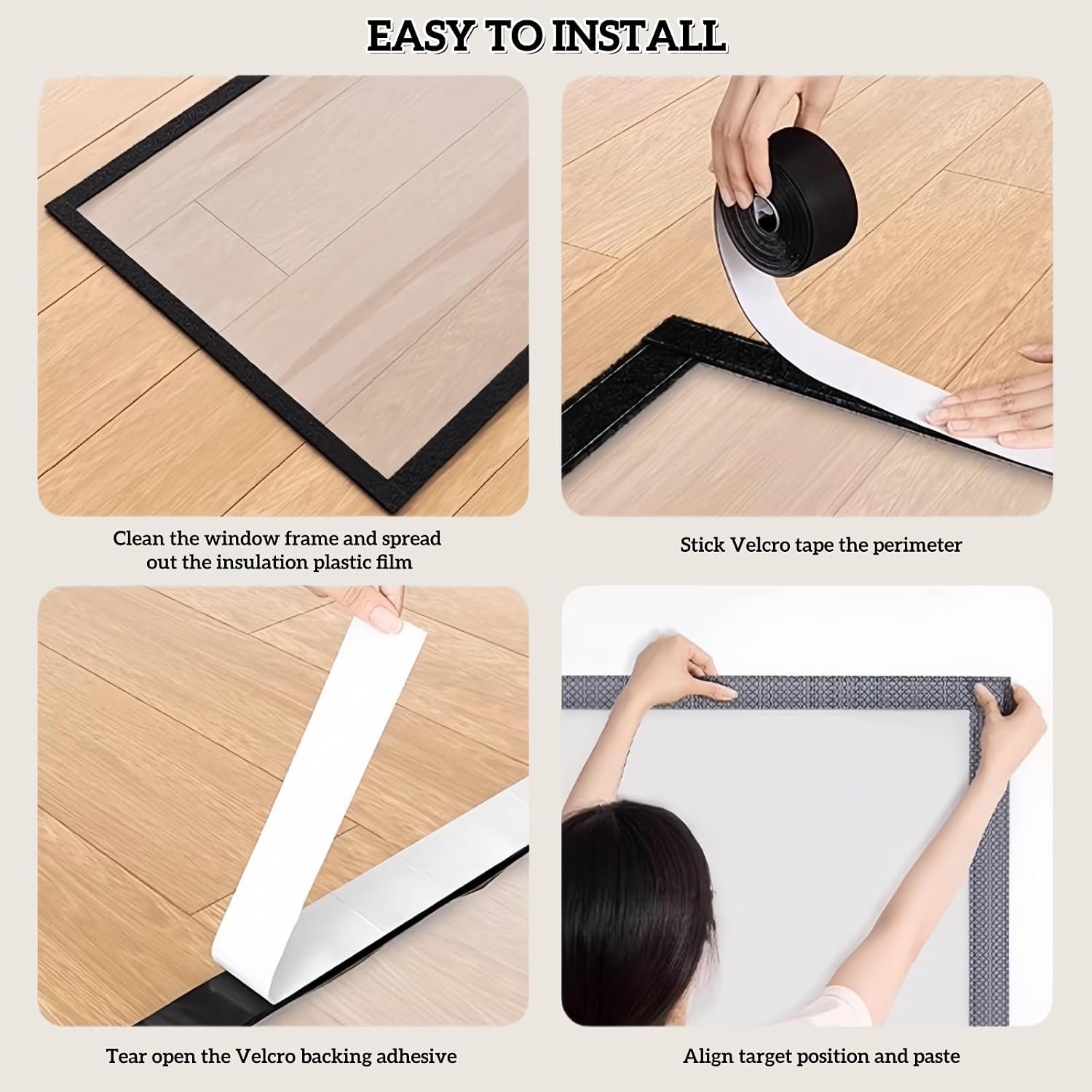 Window Insulation Kit for Winter 75''X79'', Reusable Clear Window Film, Non-Cutting Thick Plastic wtih Velcro Tape and Tacks, Rollable Window Curtain
