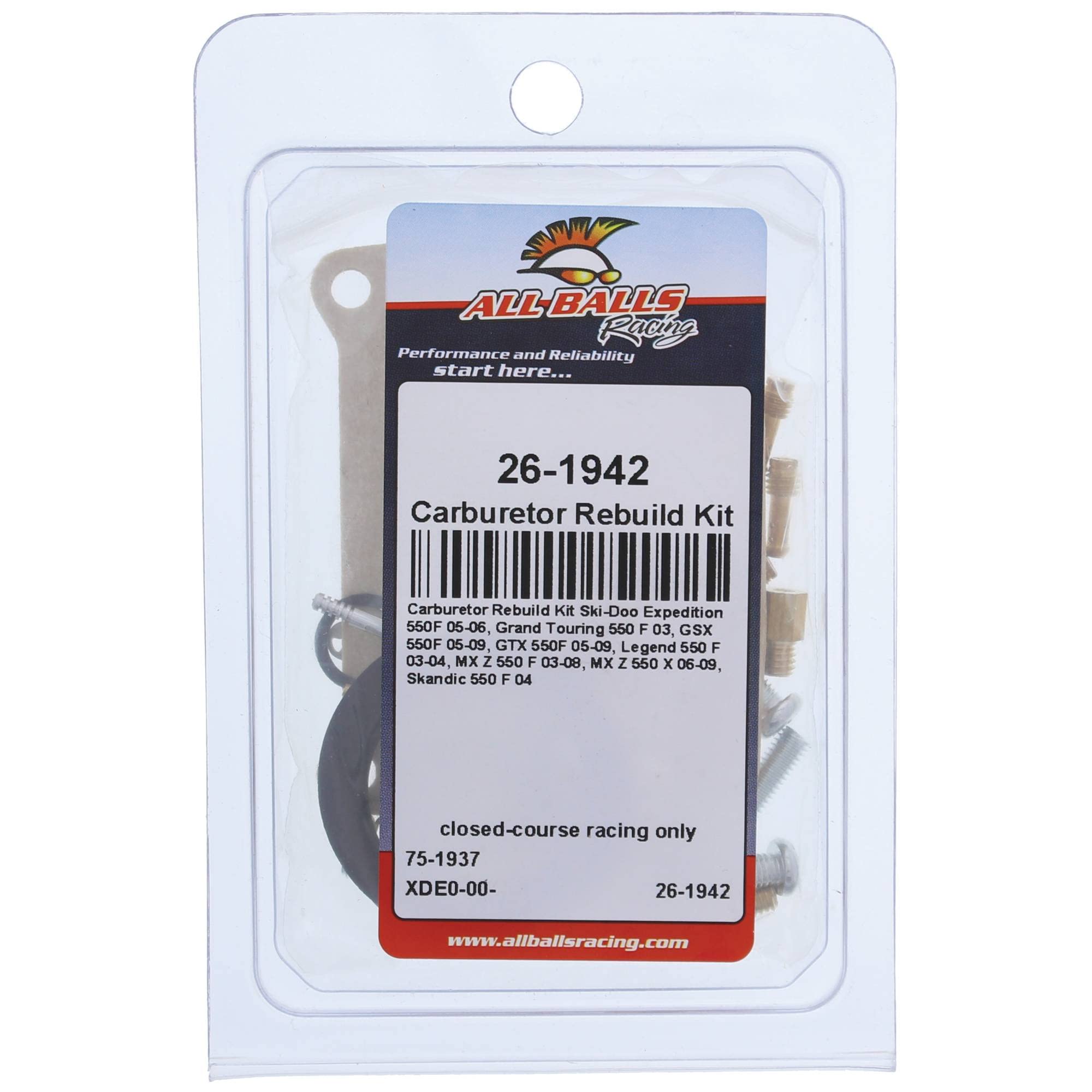All Balls Racing 26-1942 Carburetor Rebuild Kit Compatible with